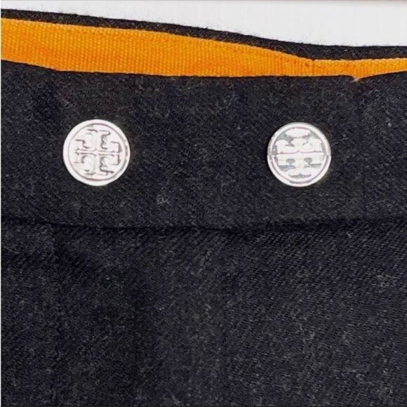 Tory Burch Gray 100% Wool Cargo Zip Pockets Straight Leg Trouser Pants size 4 - Picture 3 of 8